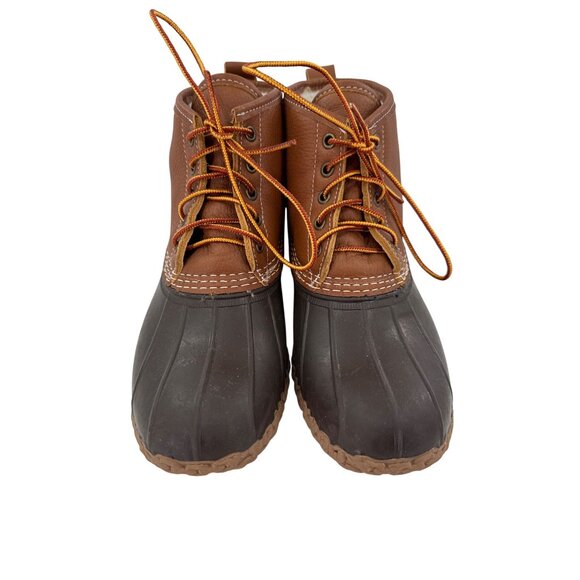 L.L. Bean Womens 10M Bean Boots Made In USA Brown & Black Duck Style - Picture 4 of 9